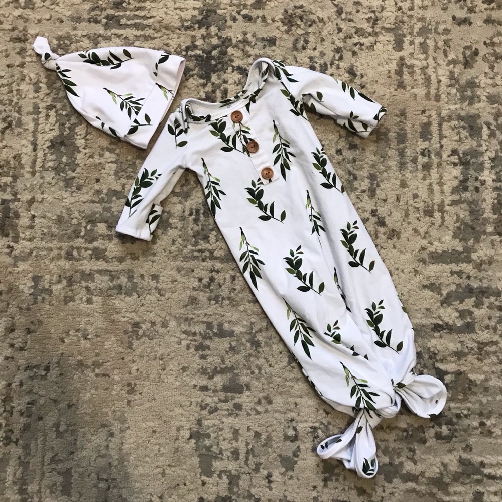 Adorable knot gown and cap newborn